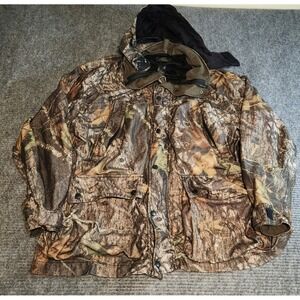 RedHead Mens Camo Hunting Jacket Detachable Hood Full Zip Brown Green Large